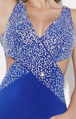 Studio 17 - 12561 Bejeweled V-neck Sheath Dress Formal Gowns