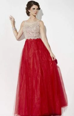Studio 17 - 12575 Bedazzled Illusion Bateau Tulle Dress Formal Gowns