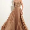 Formal Gowns Studio 17 - 12597 Bejeweled High Halter Neck Two Tone Chiffon A-line Dress