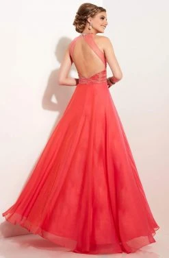 Formal Gowns Studio 17 - 12597 Bejeweled High Halter Neck Two Tone Chiffon A-line Dress