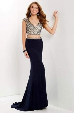 Formal Gowns Studio 17 - 12661 Two Piece Beaded V-neck Jersey Dress