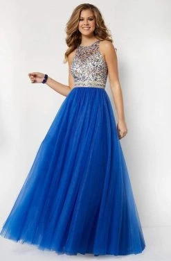 Studio 17 - 12667 Illusion Jewel Crystal Festooned Tulle Gown