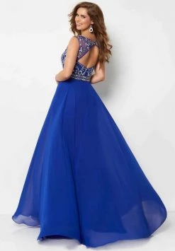 Studio 17 - 12696 Bedazzled Illusion Bateau Chiffon A-line Dress Formal Gowns