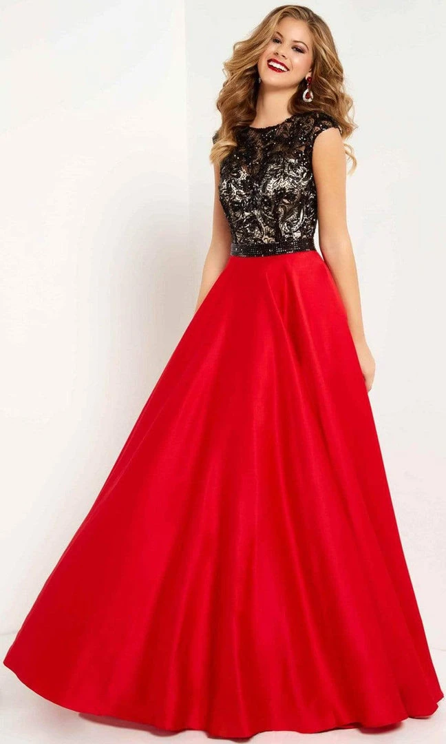 Studio 17 - 12699 Sequined Lace Illusion Jewel Satin A-line Gown Formal Gowns 3 Studio 17 - 12699 Sequined Lace Illusion Jewel Satin A-line Gown Formal Gowns