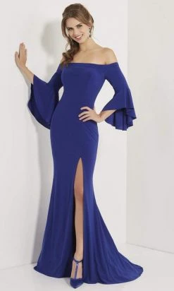 Formal Gowns Studio 17 - 12706 Bell Sleeve Off Shoulder Trumpet Evening Dress