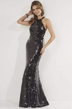 Studio 17 - 12757 Pieties Sequined Halter Evening Gown Formal Gowns