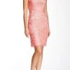 Sue Wong Bateau Ribbon Mesh Dress N5140 - 1 Pc Coral In Size 6 Available Cocktail Dresses