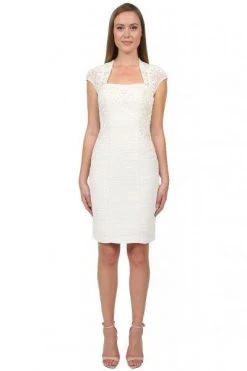Sue Wong Bedazzled Bolero Sheath Dress Cocktail Dress - 1 Pc Ivory In Size 12 Available