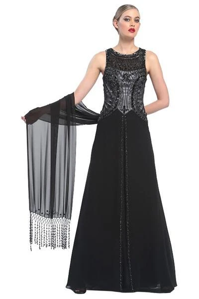 Sue Wong - Bejeweled Bateau Neck A-line Dress N5338 3 Sue Wong - Bejeweled Bateau Neck A-line Dress N5338