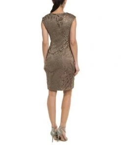 Homecoming Dresses Sue Wong Cap Sleeve Sequined Cocktail Dress In Taupe N4405 -1 Pc Taupe In Size 4 Available