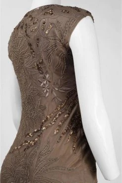 Homecoming Dresses Sue Wong Cap Sleeve Sequined Cocktail Dress In Taupe N4405 -1 Pc Taupe In Size 4 Available