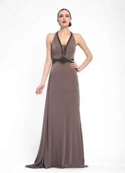 Sue Wong - Embellished Halter Neck A-Line Dress N5347 Formal Gowns