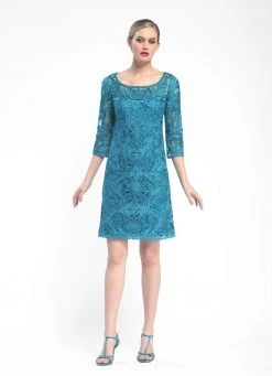 Sue Wong - Embroidered Bateau Neck Column Dress N5344 Cocktail Dresses