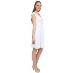 Sue Wong Embroidered Cap Sleeve Scoop Neck Chiffon A-Line Dress - 1 Pc White In Size 12 Available Cocktail Dresses