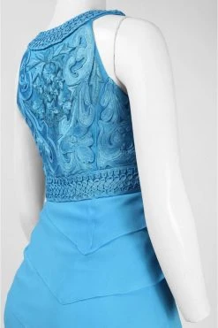 Formal Gowns Sue Wong - Embroidered High Neck Chiffon Sheath Dress W5133
