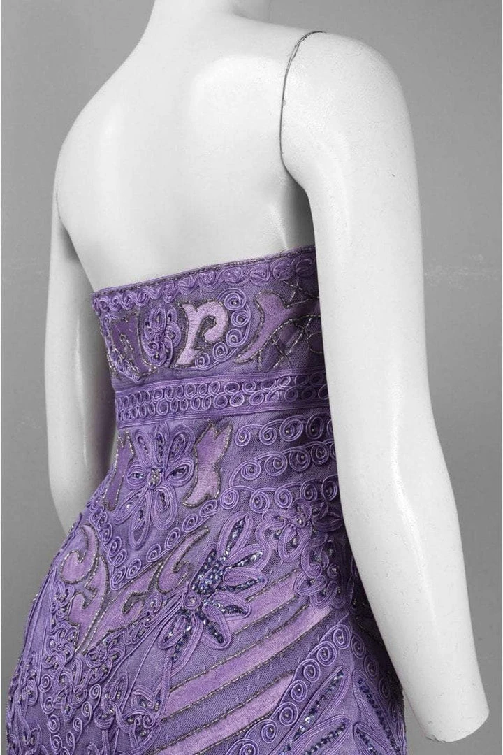 Cocktail Dresses Sue Wong - N3145 Strapless Soutache Adorned Sheath Dress 8 Cocktail Dresses Sue Wong - N3145 Strapless Soutache Adorned Sheath Dress