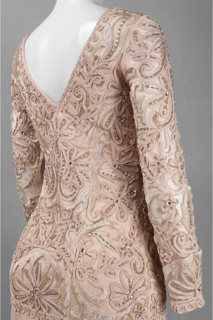 Formal Gowns Sue Wong - N3411 V-neck Ribbon Applique A-line Gown 4 Formal Gowns Sue Wong - N3411 V-neck Ribbon Applique A-line Gown