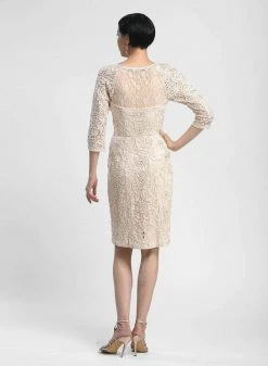 Cocktail Dresses Sue Wong - N4118 Bateau Neck Embellished Lace Cocktail Dress