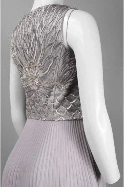 Sue Wong - N4136 Sleeveless Embroidered Accordion Pleat A-Line Dress