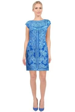 Sue Wong - N5138 Cap Sleeve Soutache Embellished Sheath Dress Cocktail Dresses