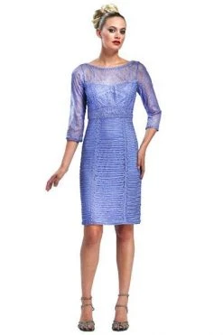 Cocktail Dresses Sue Wong - N5161 Bateau Lace Column Dress
