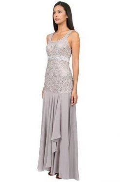 Sue Wong Platinum Embroidered Bodice Gown Sleeveless Dress - 1 Pc Platinum In Size 6 Available
