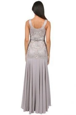 Sue Wong Platinum Embroidered Bodice Gown Sleeveless Dress - 1 Pc Platinum In Size 6 Available