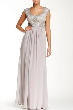 Sue Wong - Sequined Scoop Neck Chiffon Dress N4438 Formal Gowns