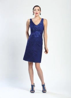 Cocktail Dresses Sue Wong - Sleeveless V-Neck Ruched Chiffon Dress N4318