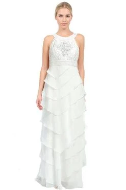 Sue Wong W5133 Sleeveless Chiffon Dress - 1 Pc White In Size 2 Available Formal Gowns