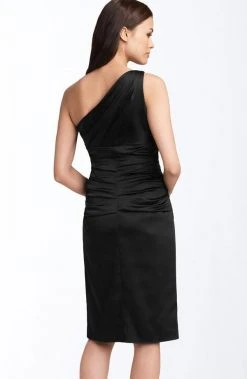 Cocktail Dresses Suzi Chin - 39086P Asymmetrical Ruched Satin Dress