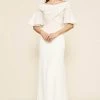 Formal Gowns Tadashi Shoji - ALG19141LBR Short Bell Sleeve Off-shoulder Long Gown - 1 Pc Ivory In Size 12 Available