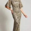 Formal Gowns Tadashi Shoji - Butterfly Sleeves Paillette Sequin Sheath Dress ATV17375L - 1 Pc Pumice In Size 6 Available 1 Formal Gowns Tadashi Shoji - Butterfly Sleeves Paillette Sequin Sheath Dress ATV17375L - 1 Pc Pumice In Size 6 Available