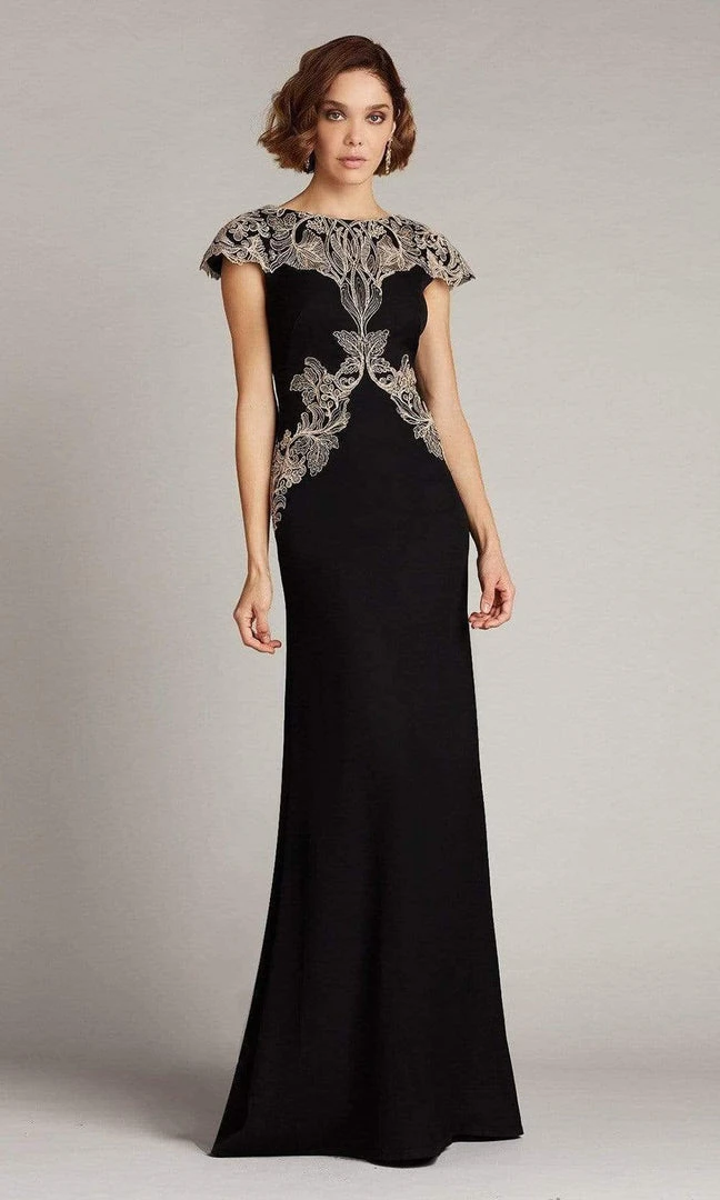 Formal Gowns Tadashi Shoji - Cap Sleeve Formal Dress BSU21103L - 1 Pc Ginseng/Black In Sizes 4 Available 3 Formal Gowns Tadashi Shoji - Cap Sleeve Formal Dress BSU21103L - 1 Pc Ginseng/Black In Sizes 4 Available