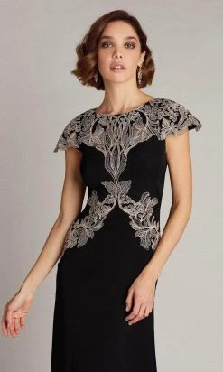Formal Gowns Tadashi Shoji - Cap Sleeve Formal Dress BSU21103L - 1 Pc Ginseng/Black In Sizes 4 Available 7 Formal Gowns Tadashi Shoji - Cap Sleeve Formal Dress BSU21103L - 1 Pc Ginseng/Black In Sizes 4 Available