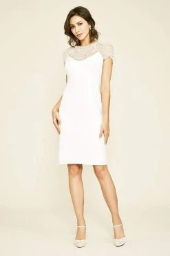 Cocktail Dresses Tadashi Shoji - Crepe Lace Ferguson Dress - 1 Pc Ivory In Size 12 Available