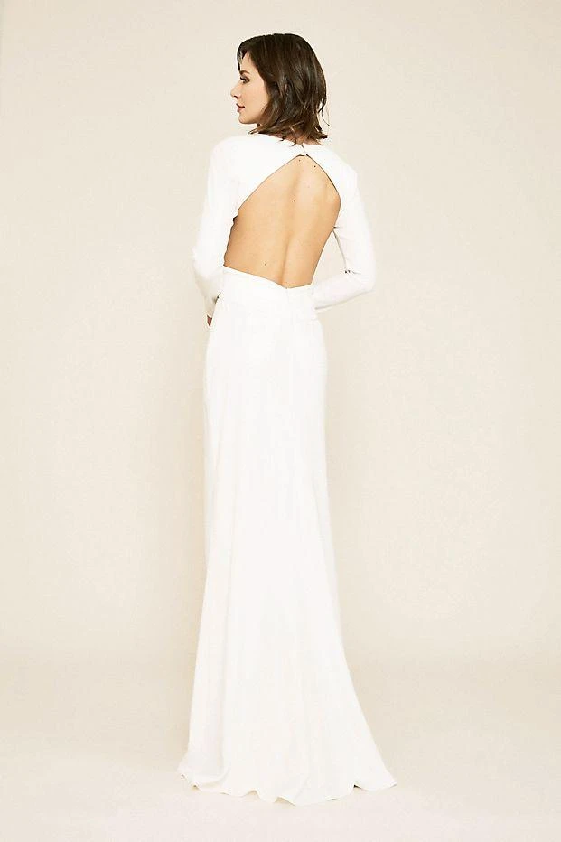 Tadashi Shoji - Draped Crisscross Bodice Cutout Long Gown - 1 Pc Ivory In Size 14 Available 4 Tadashi Shoji - Draped Crisscross Bodice Cutout Long Gown - 1 Pc Ivory In Size 14 Available