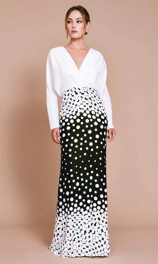 Tadashi Shoji - Elion Degreade Dot Gown BOP20249L - 1 Pc White/Black In Size 8 Available 3 Tadashi Shoji - Elion Degreade Dot Gown BOP20249L - 1 Pc White/Black In Size 8 Available