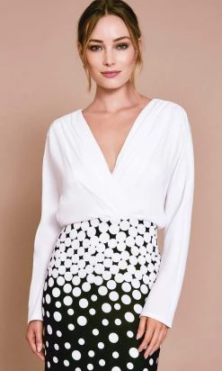 Tadashi Shoji - Elion Degreade Dot Gown BOP20249L - 1 Pc White/Black In Size 8 Available 8 Tadashi Shoji - Elion Degreade Dot Gown BOP20249L - 1 Pc White/Black In Size 8 Available