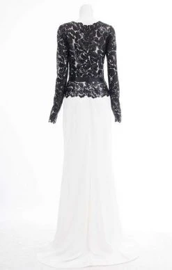 Formal Gowns Tadashi Shoji - Long Illusion Floral Lace Sheath Gown - 1 Pc Platinum/Navy In Size 6 Available 5 Formal Gowns Tadashi Shoji - Long Illusion Floral Lace Sheath Gown - 1 Pc Platinum/Navy In Size 6 Available