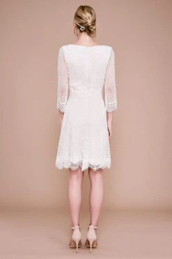 Cocktail Dresses Tadashi Shoji - Matilda Long-Sleeve Embroidered Dress BKV19774SBR - 1 Pc Ivory/Petal In Size 12 Available