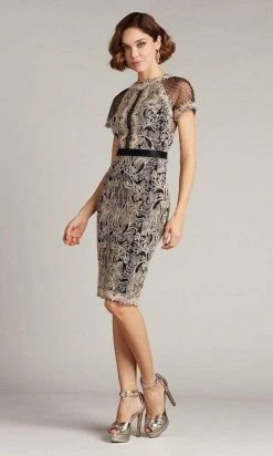 Cocktail Dresses Tadashi Shoji - Newton Lace & Neoprene Dress BSU18085M - 1 Pc Black/White In Size 10 Available