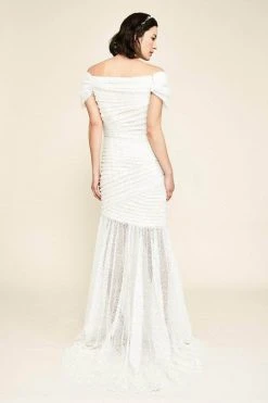 Tadashi Shoji - Off Shoulder Bridal Gown BGB19147LBR - 1 Pc Ivory/Petal In Size 10 Available