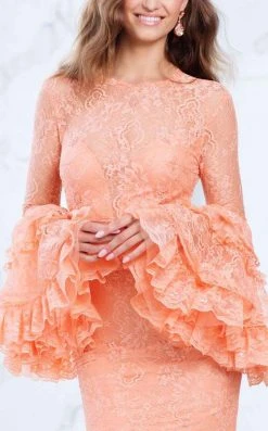 Tarik Ediz - 50062 Ruffled Bell Sleeve Illusion Gown Formal Gowns