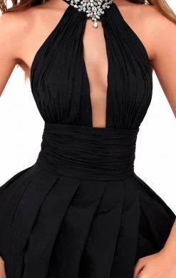 Tarik Ediz - 50213 High Halter Pleated Ballgown Overskirt Gown