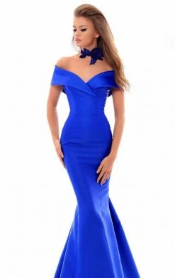 Tarik Ediz - 50218 Rose Choker Off-Shoulder Mermaid Taffeta Gown