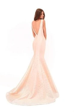 Formal Gowns Tarik Ediz - 50229 Crystal Embellished Deep V-neck Mermaid Dress