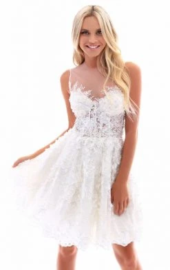 Tarik Ediz - 50246 Beaded Floral Boned Cocktail Dress Cocktail Dresses