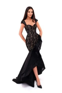 Formal Gowns Tarik Ediz - 50252 Lace Fitted High Low Trumpet Dress