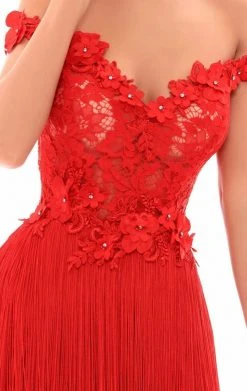 Tarik Ediz - 50256 Beaded Floral Off Shoulder Fringe Dress Cocktail Dresses